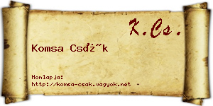 Komsa Csák névjegykártya